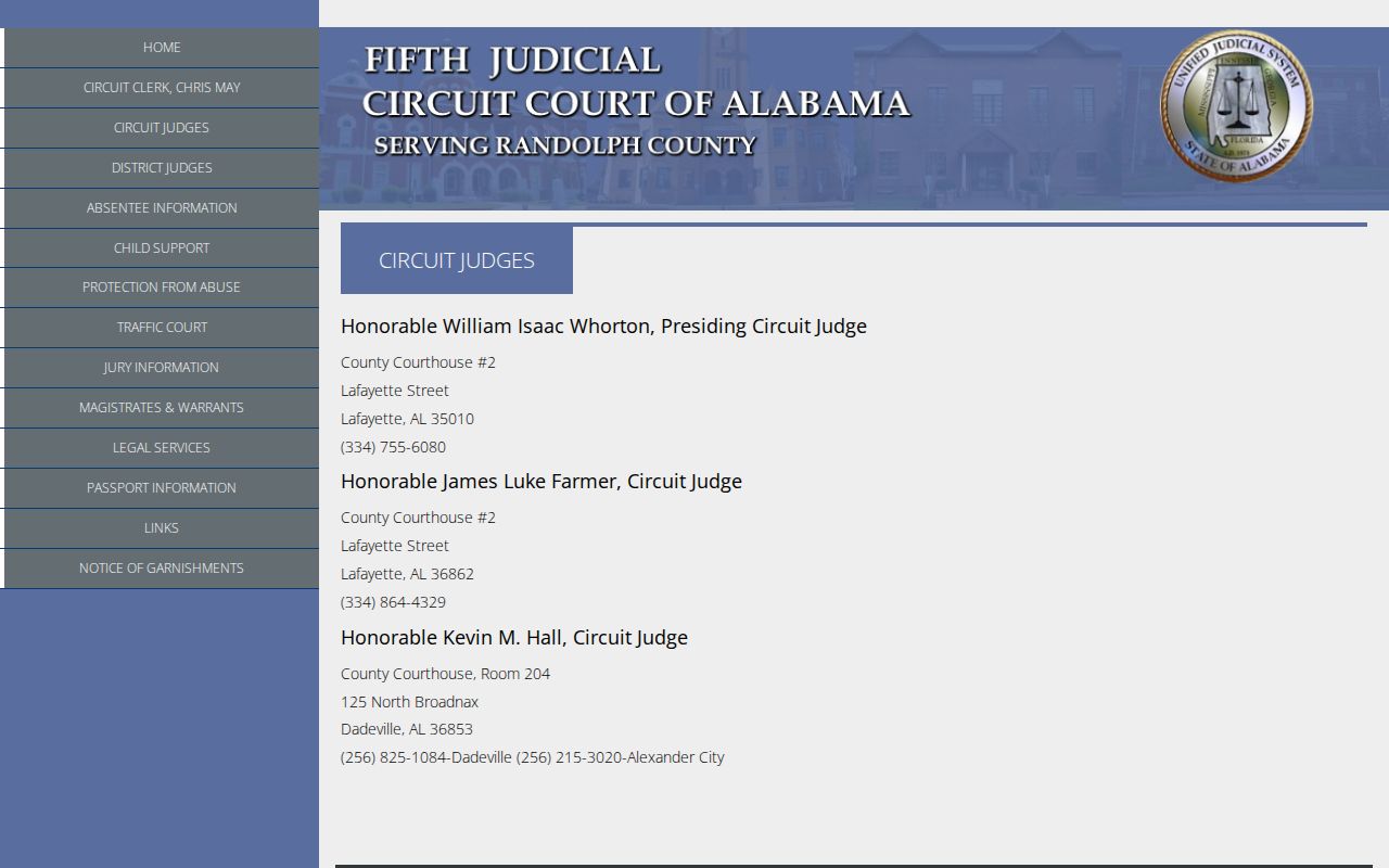 Randolph County Circuit Clerk records and Fifth Circuit judges