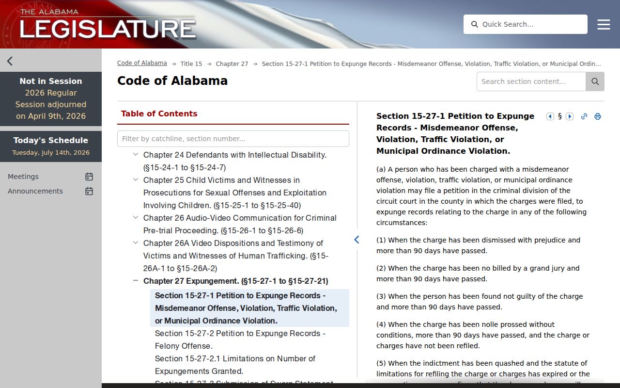 Randolph County court docket Alabama expungement eligibility