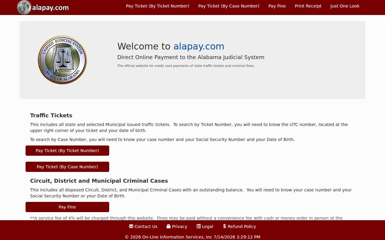 Randolph County traffic court and criminal fine payment portal