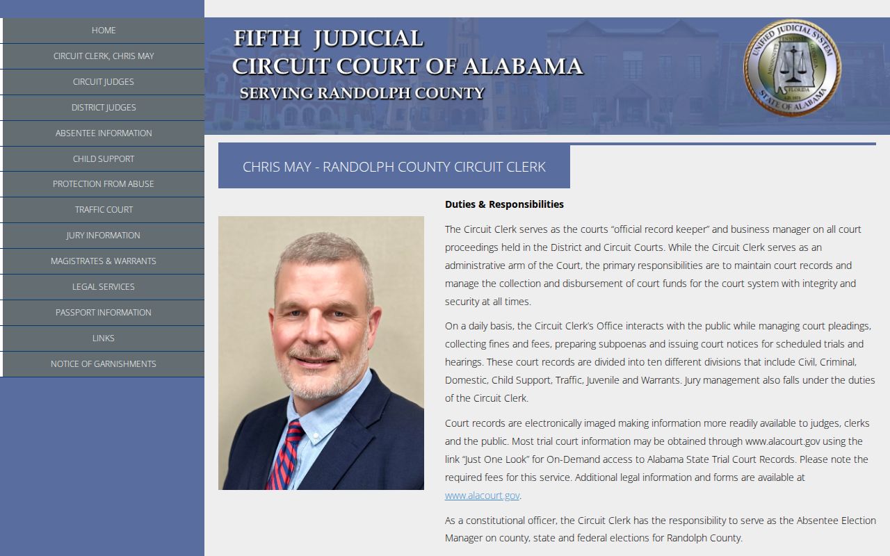 Randolph County Circuit Clerk court record divisions