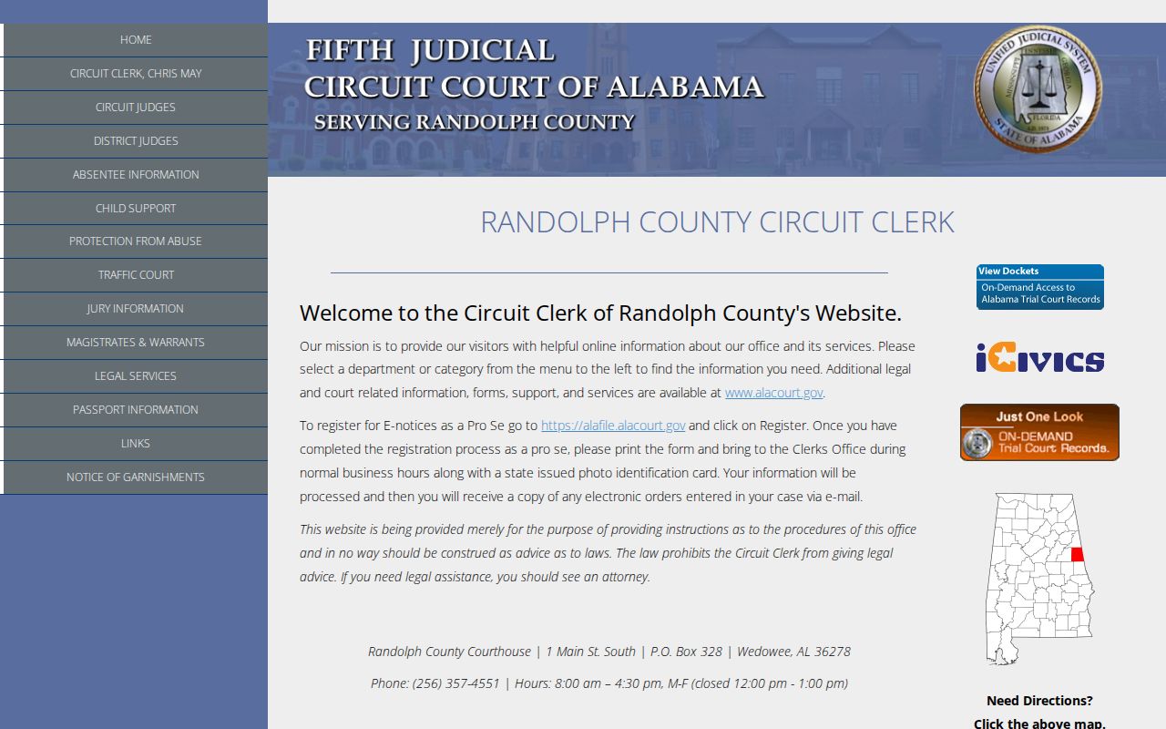 Randolph County Court courthouse and clerk information