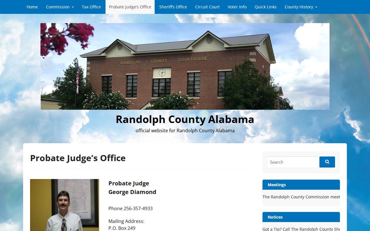 Randolph County marriage and divorce records at the Probate Judge office