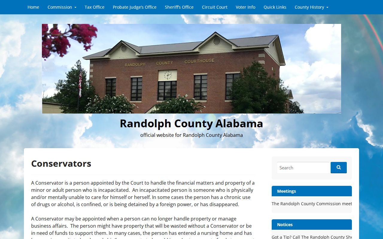 Randolph County probate records and conservatorship instructions